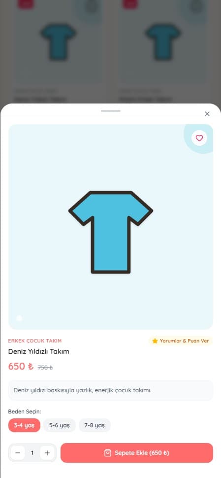 Fiche produit dans l’application